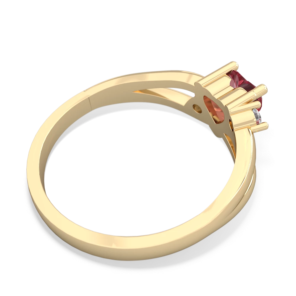 Pink Tourmaline Split Band Swirl 14K Yellow Gold ring R2130