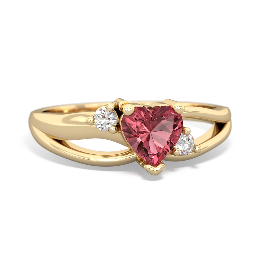 Pink Tourmaline Split Band Swirl 14K Yellow Gold ring R2130