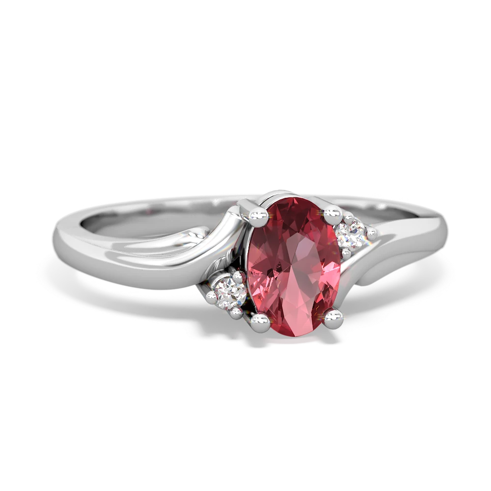 Pink Tourmaline Elegant Swirl 14K White Gold ring R2173