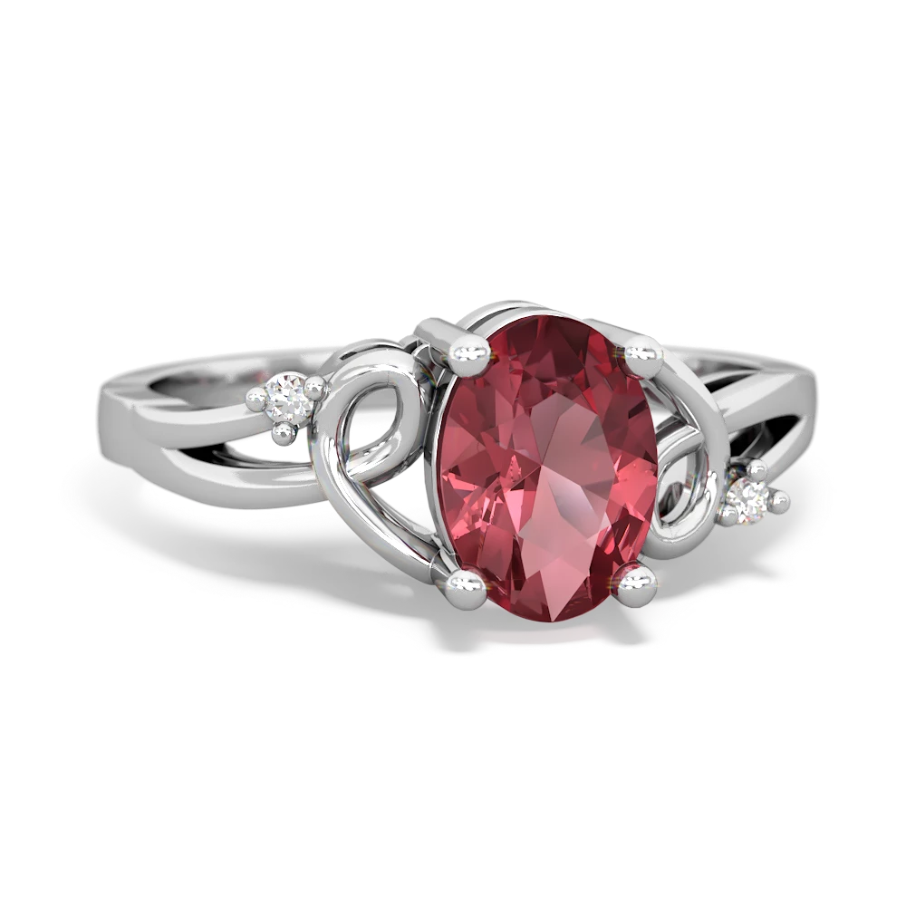 Pink Tourmaline Swirls 14K White Gold ring R2347