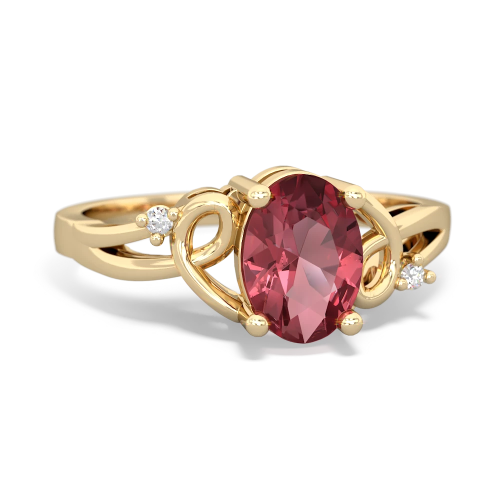 Pink Tourmaline Swirls 14K Yellow Gold ring R2347