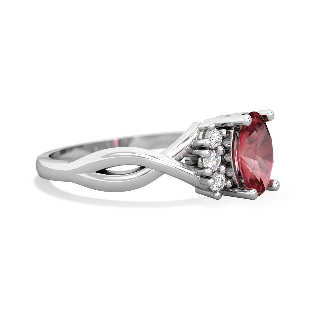 Pink Tourmaline Victorian Twist 14K White Gold ring R2497