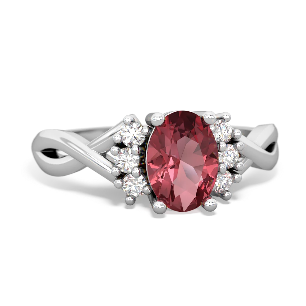 Pink Tourmaline Victorian Twist 14K White Gold ring R2497