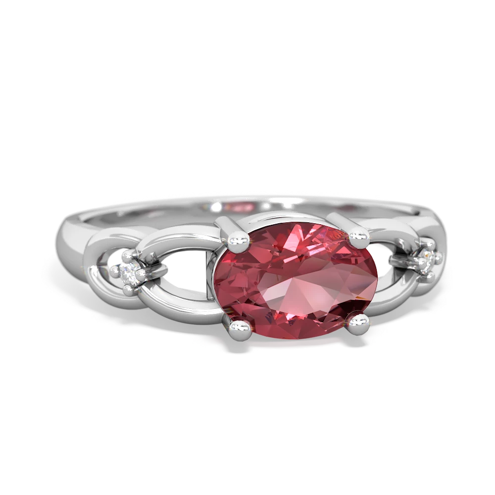 Pink Tourmaline Links 14K White Gold ring R4032