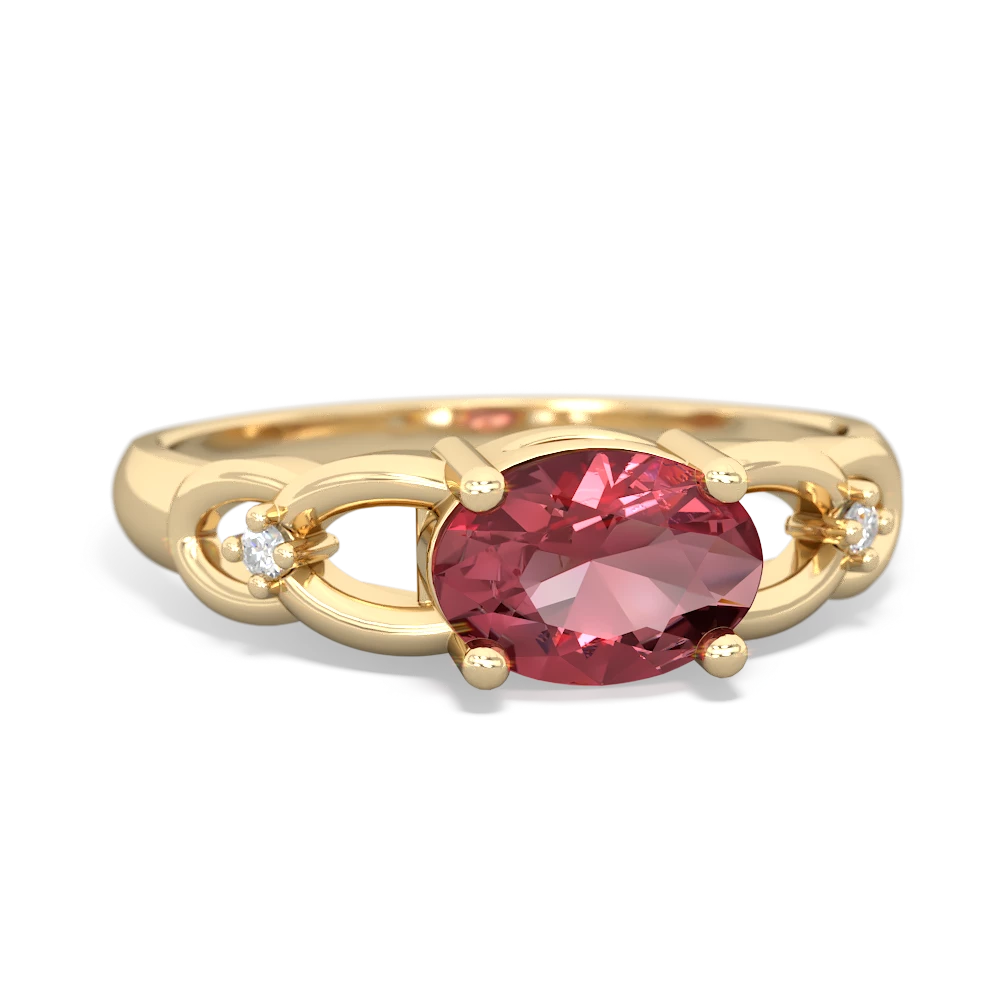 Pink Tourmaline Links 14K Yellow Gold ring R4032