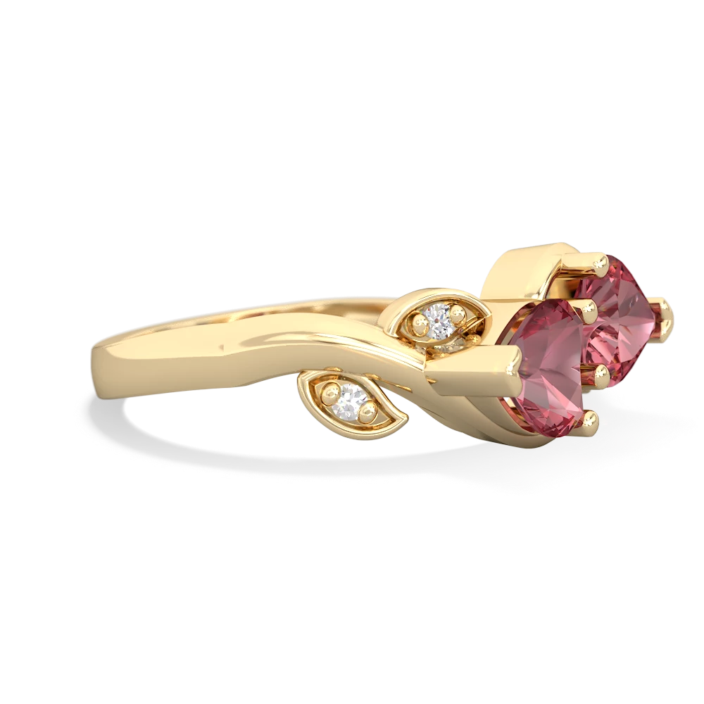 Pink Tourmaline Floral Elegance 14K Yellow Gold ring R5790