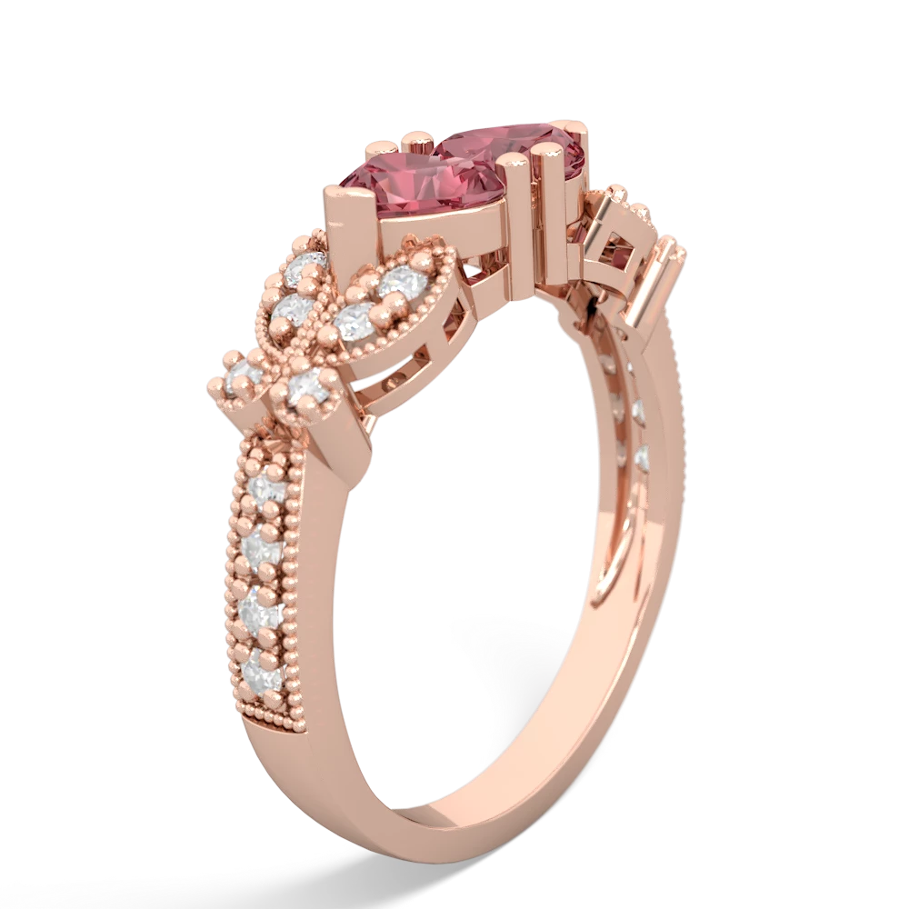 Pink Tourmaline Diamond Butterflies 14K Rose Gold ring R5601