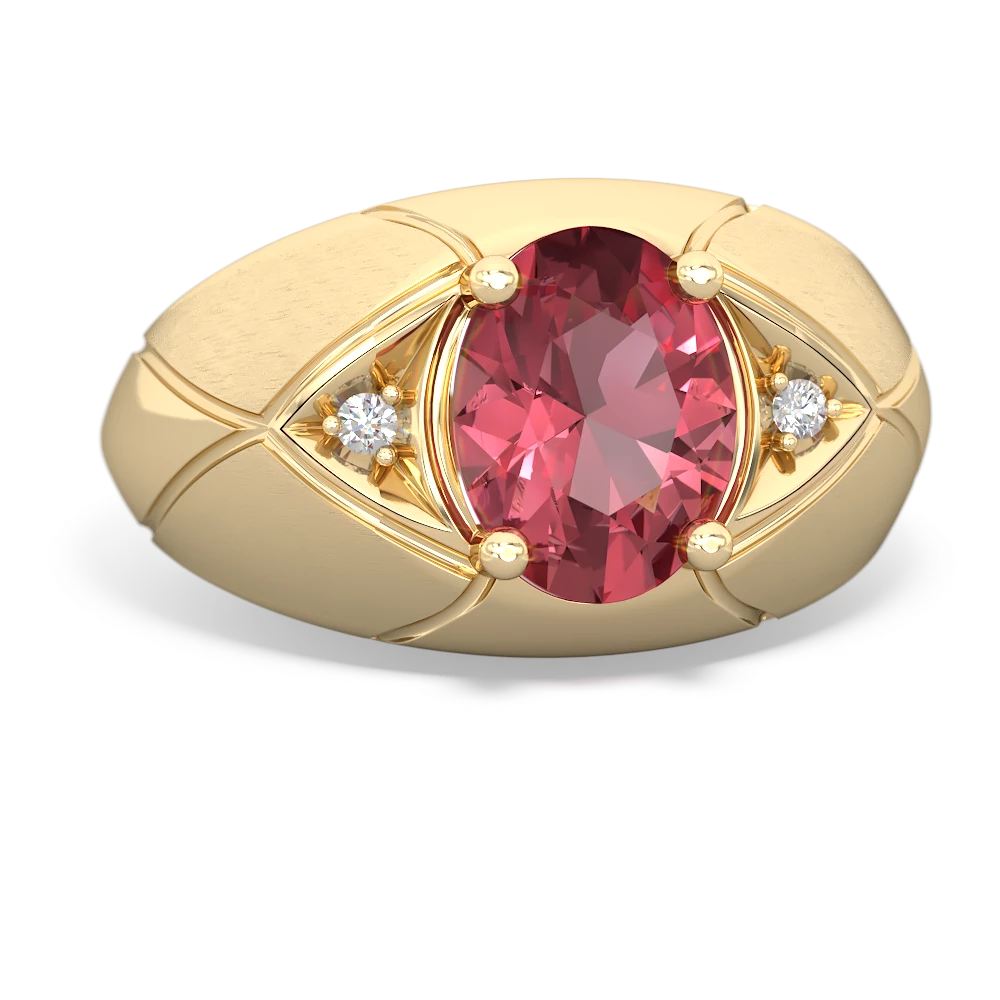 Pink Tourmaline Men's Crossroads 14K Yellow Gold ring R0361