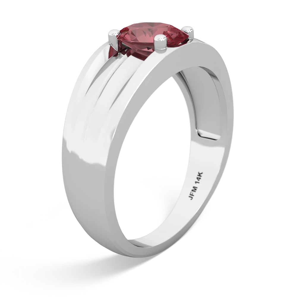 Pink Tourmaline Men's Two Lane 14K White Gold ring R0363