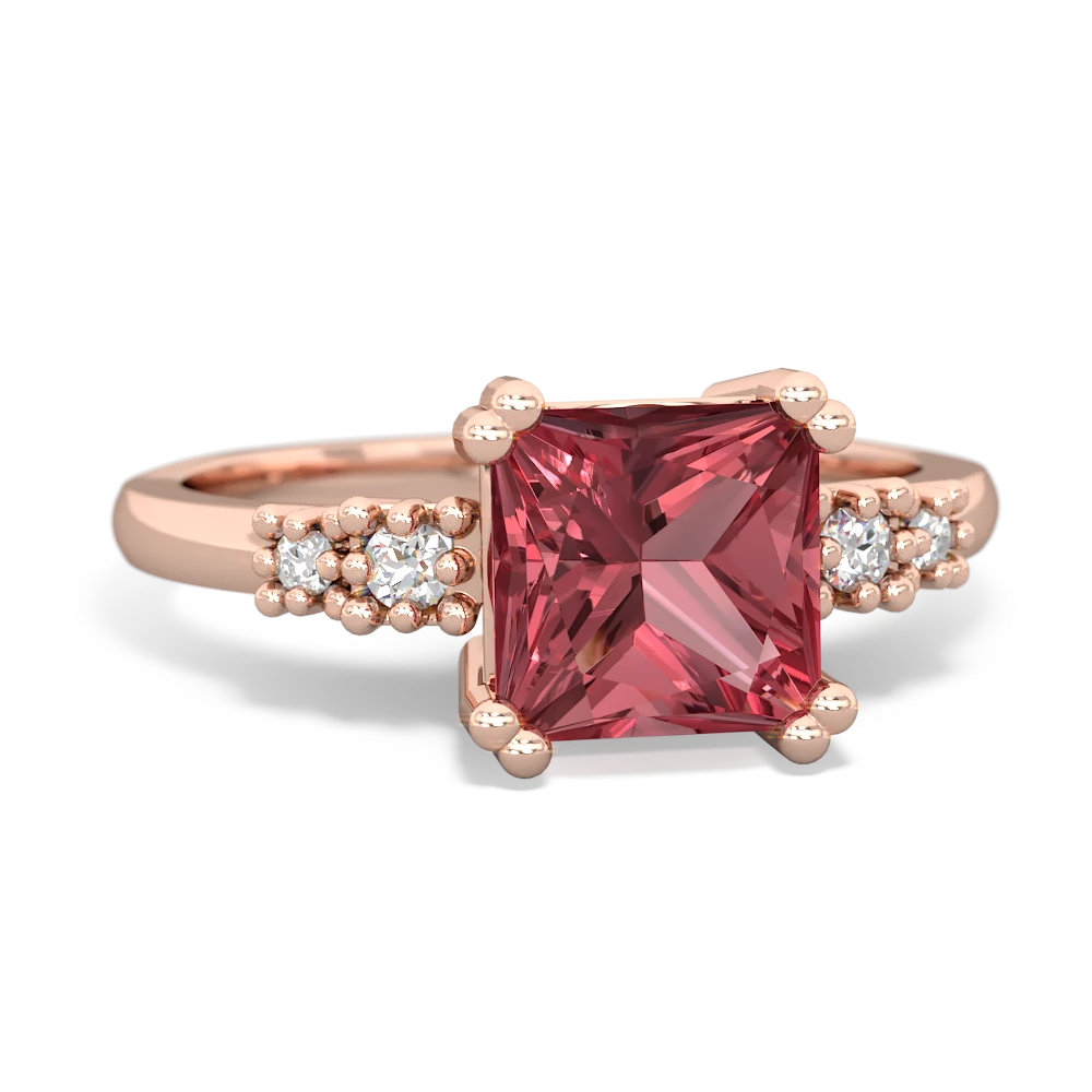 Pink Tourmaline Art Deco Princess 14K Rose Gold ring R2014