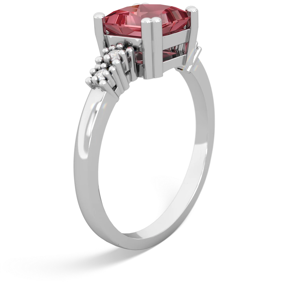 Pink Tourmaline Art Deco Princess 14K White Gold ring R2014