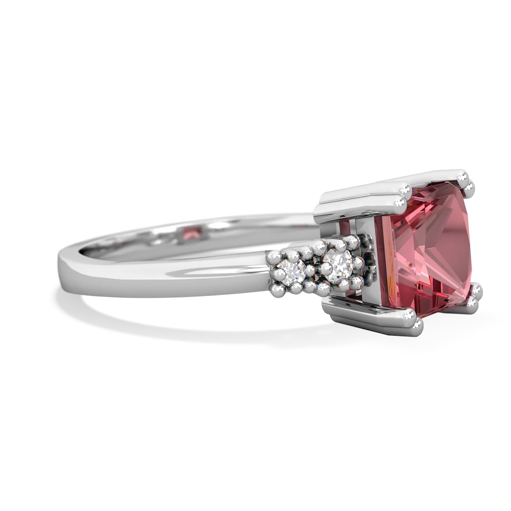 Pink Tourmaline Art Deco Princess 14K White Gold ring R2014