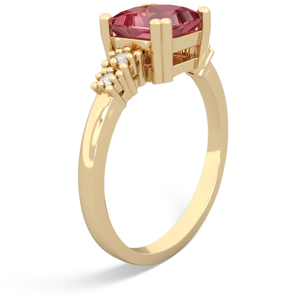 Pink Tourmaline Art Deco Princess 14K Yellow Gold ring R2014