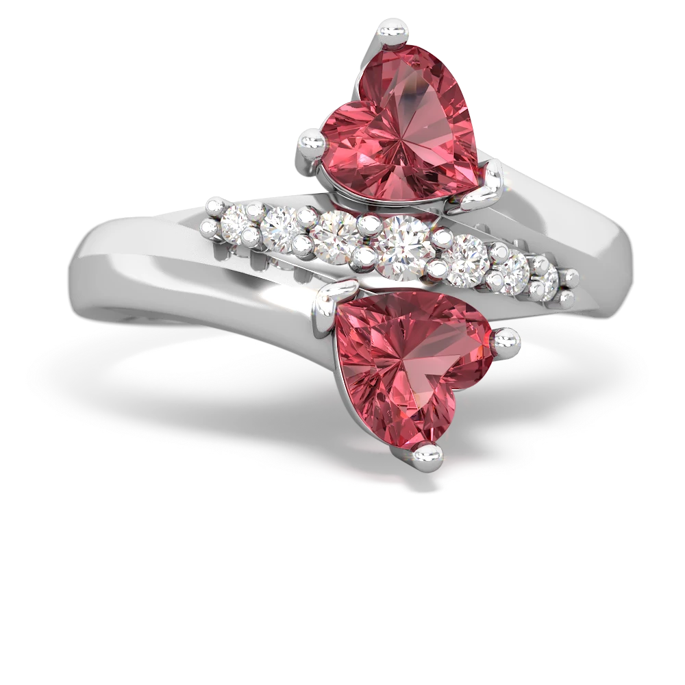Pink Tourmaline Heart To Heart 14K White Gold ring R2064