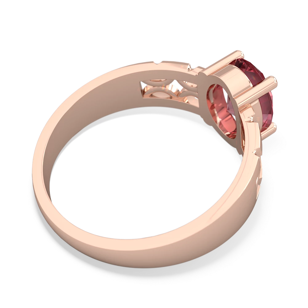 Pink Tourmaline Art Deco Filigree 14K Rose Gold ring R2322