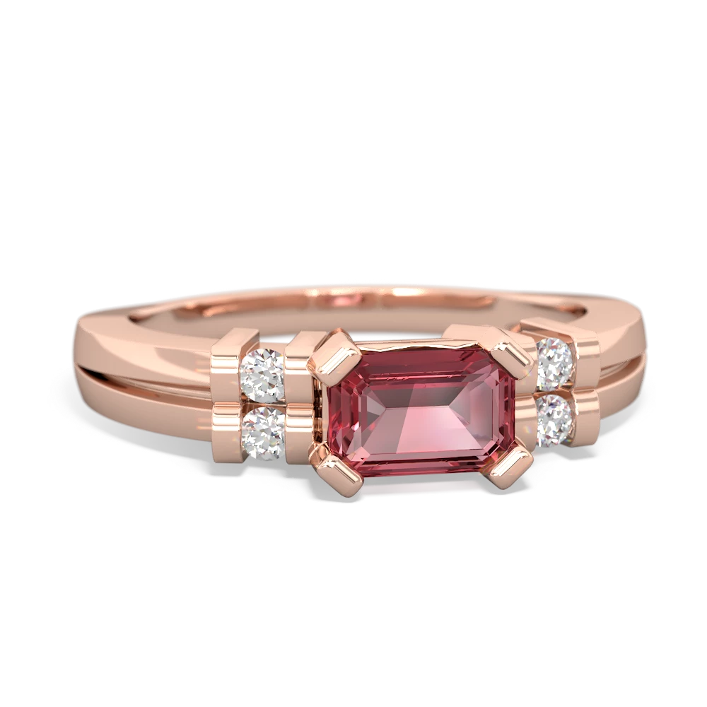 Pink Tourmaline Art Deco East-West 14K Rose Gold ring R2590