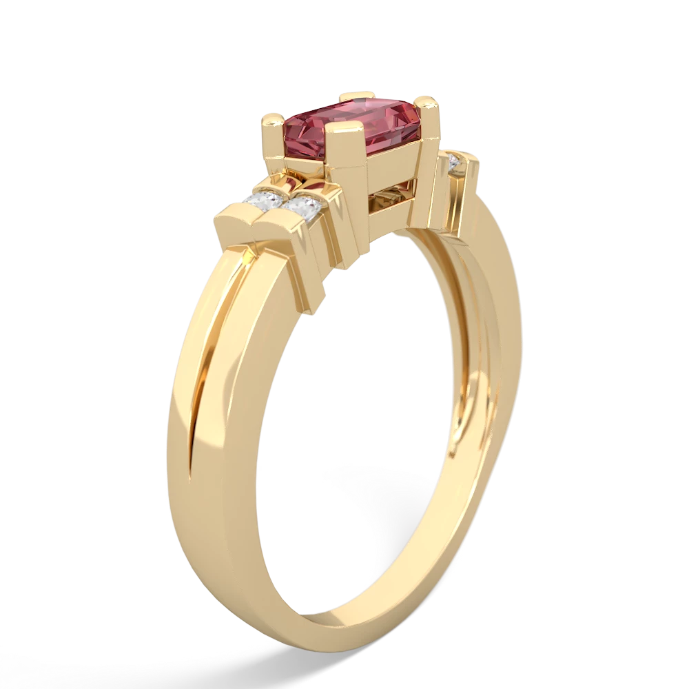 Pink Tourmaline Art Deco East-West 14K Yellow Gold ring R2590