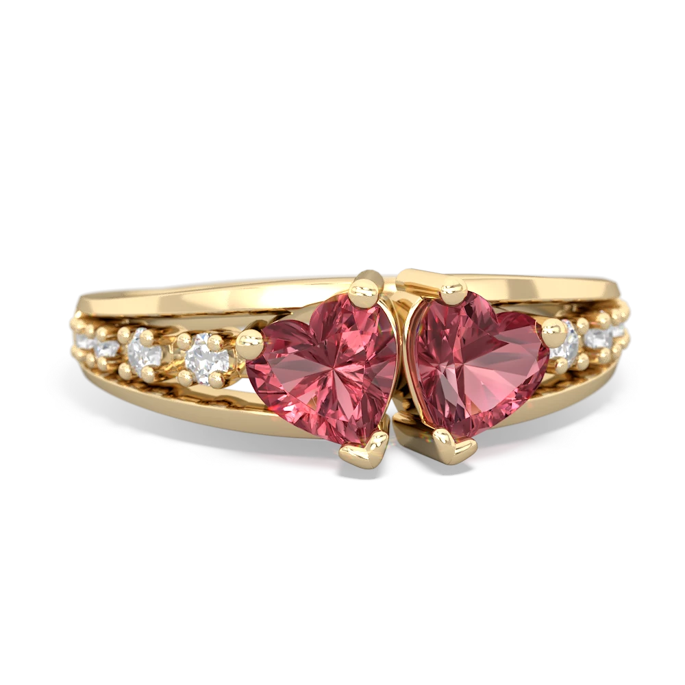 Pink Tourmaline Heart To Heart 14K Yellow Gold ring R3342