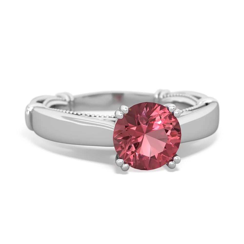 Pink Tourmaline Renaissance 14K White Gold ring R27806RD