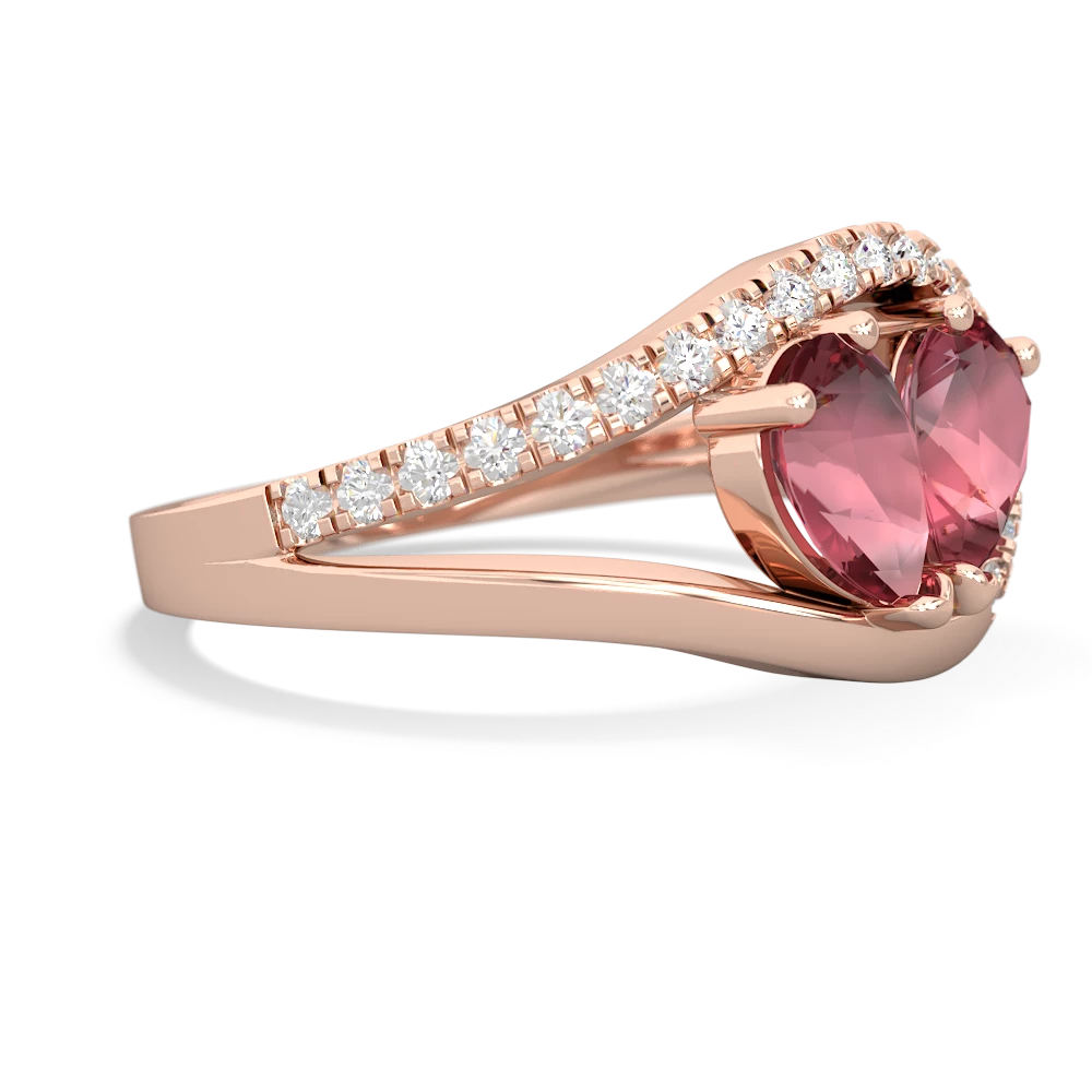 Pink Tourmaline Nestled Heart Keepsake 14K Rose Gold ring R5650