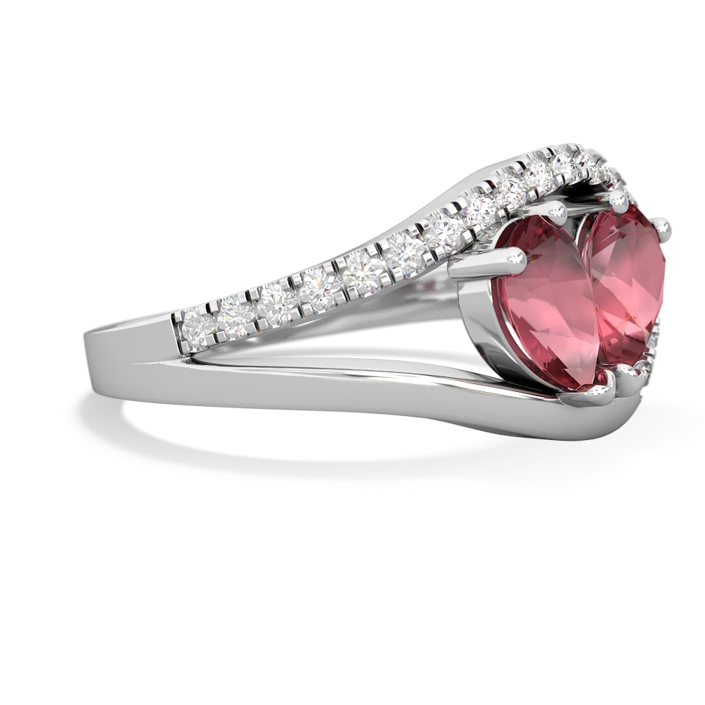 Pink Tourmaline Nestled Heart Keepsake 14K White Gold ring R5650