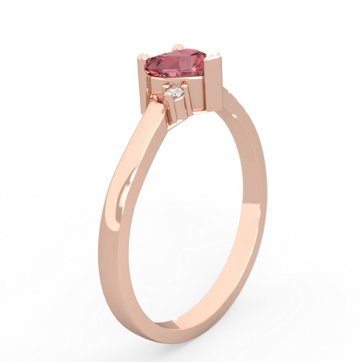 Pink Tourmaline Delicate Heart 14K Rose Gold ring R0203