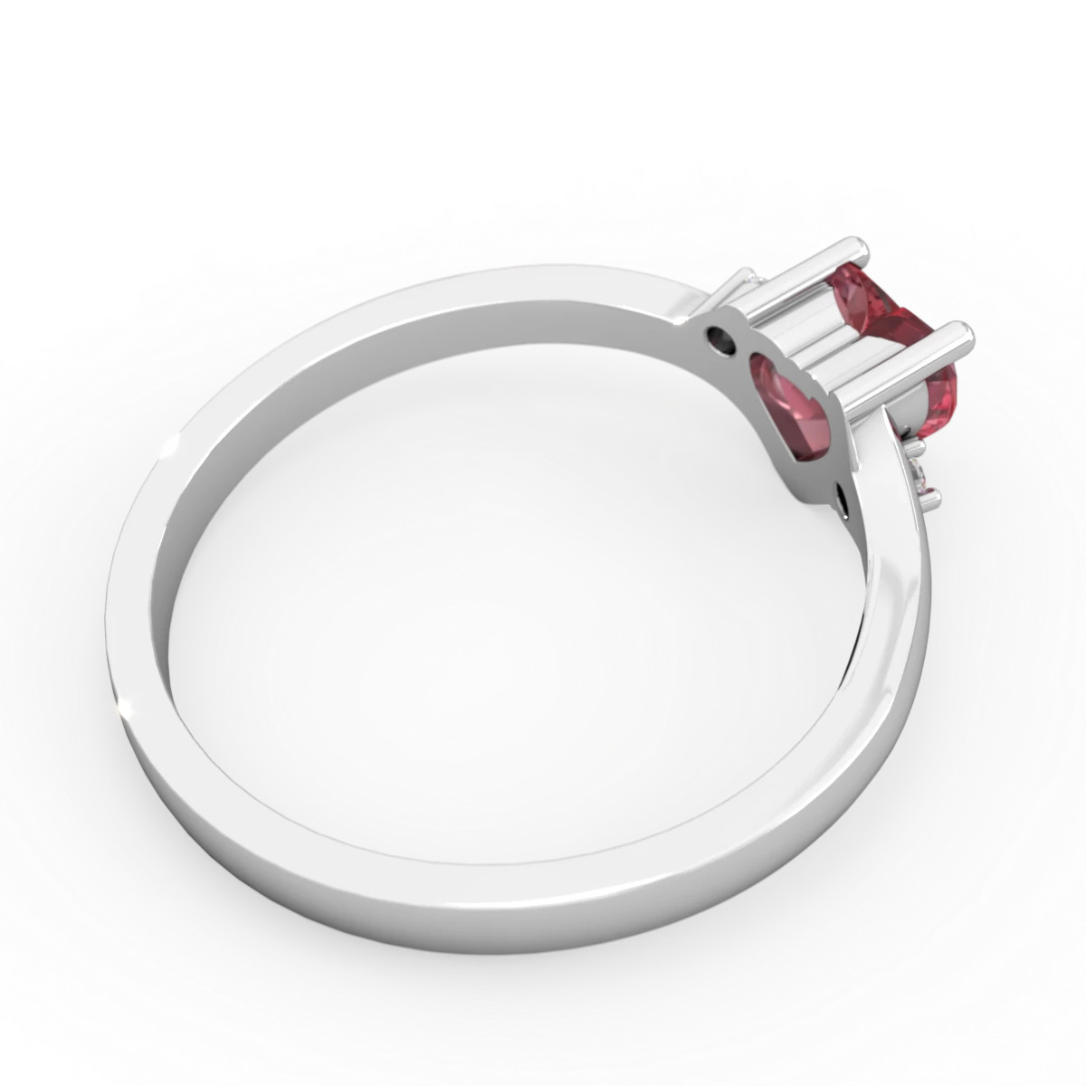 Pink Tourmaline Delicate Heart 14K White Gold ring R0203