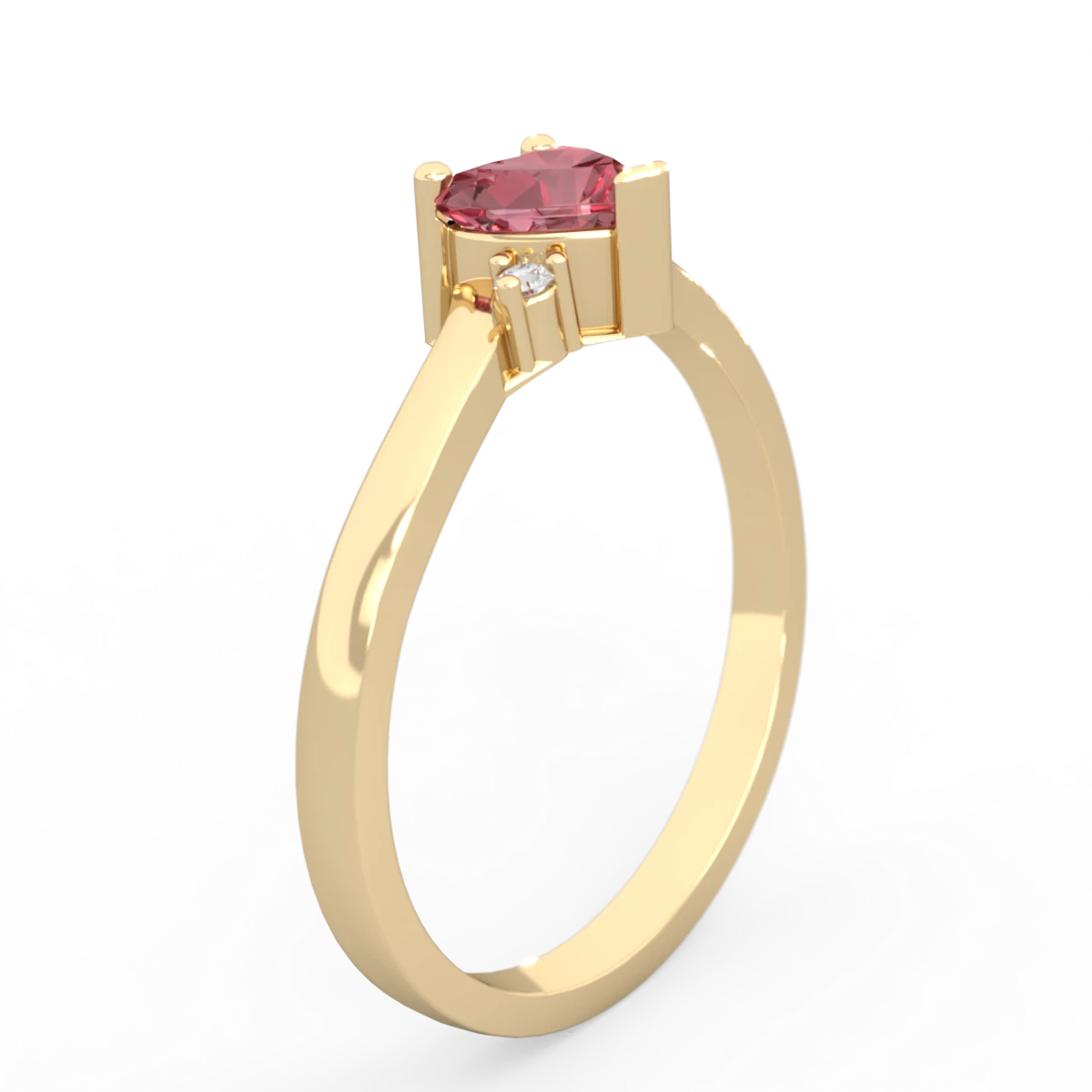 Pink Tourmaline Delicate Heart 14K Yellow Gold ring R0203