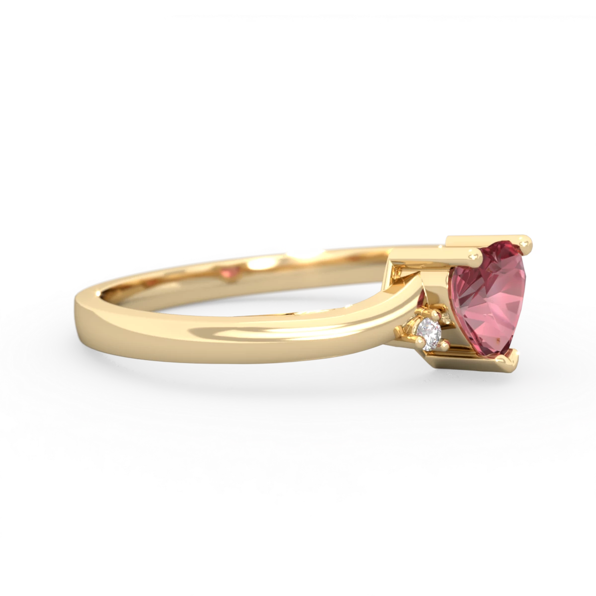 Pink Tourmaline Delicate Heart 14K Yellow Gold ring R0203