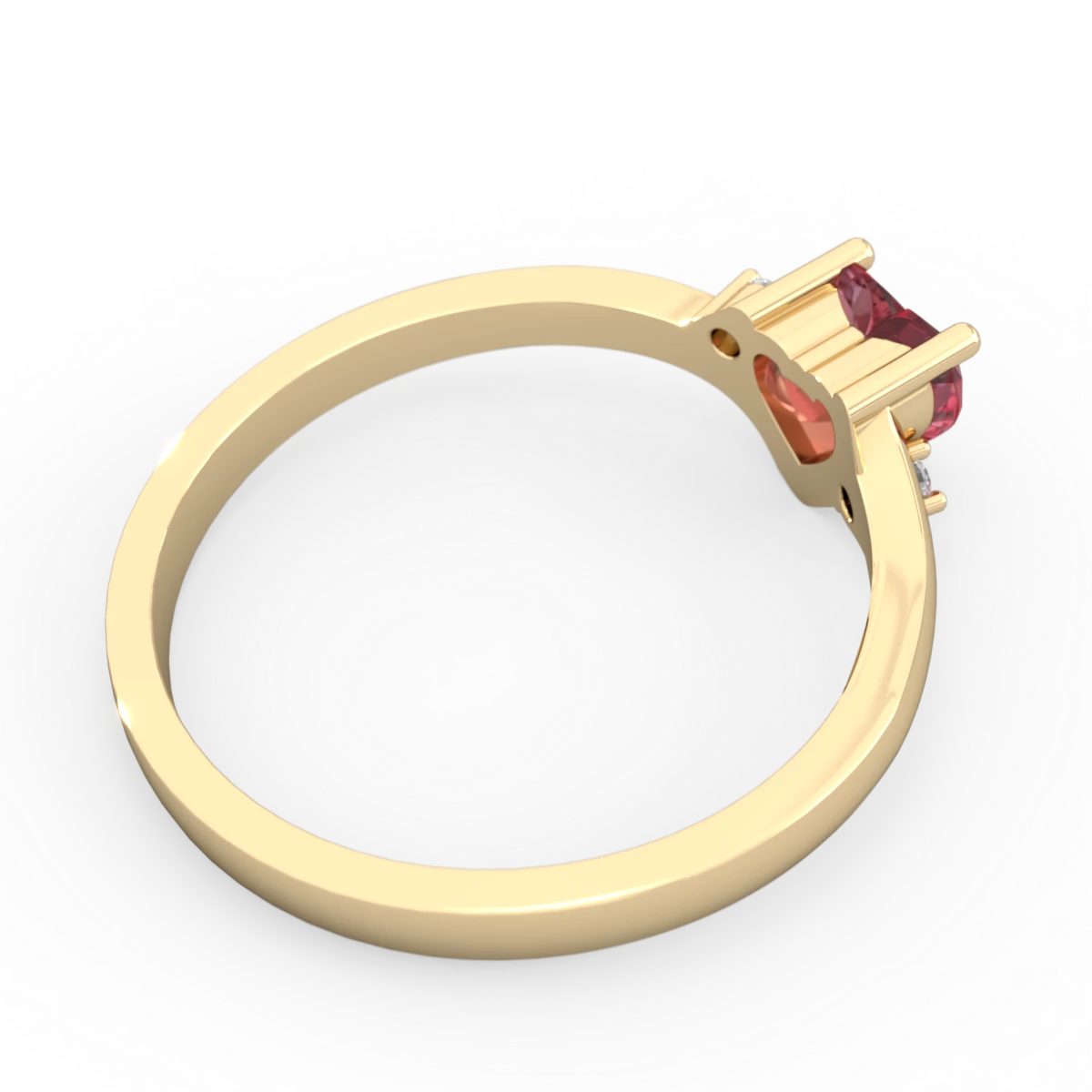 Pink Tourmaline Delicate Heart 14K Yellow Gold ring R0203