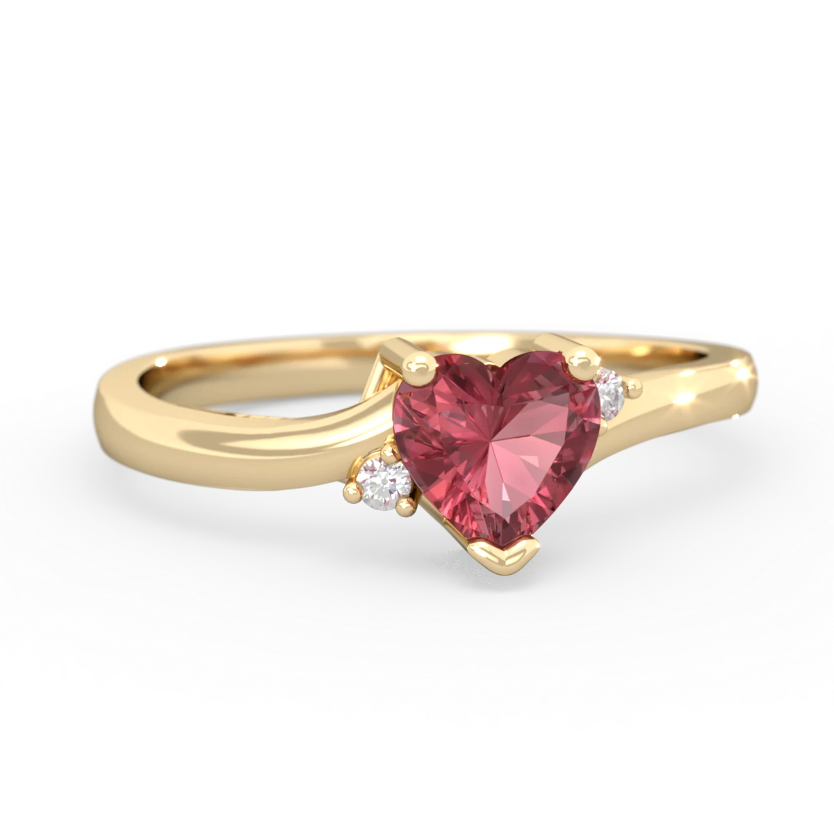 Pink Tourmaline Delicate Heart 14K Yellow Gold ring R0203