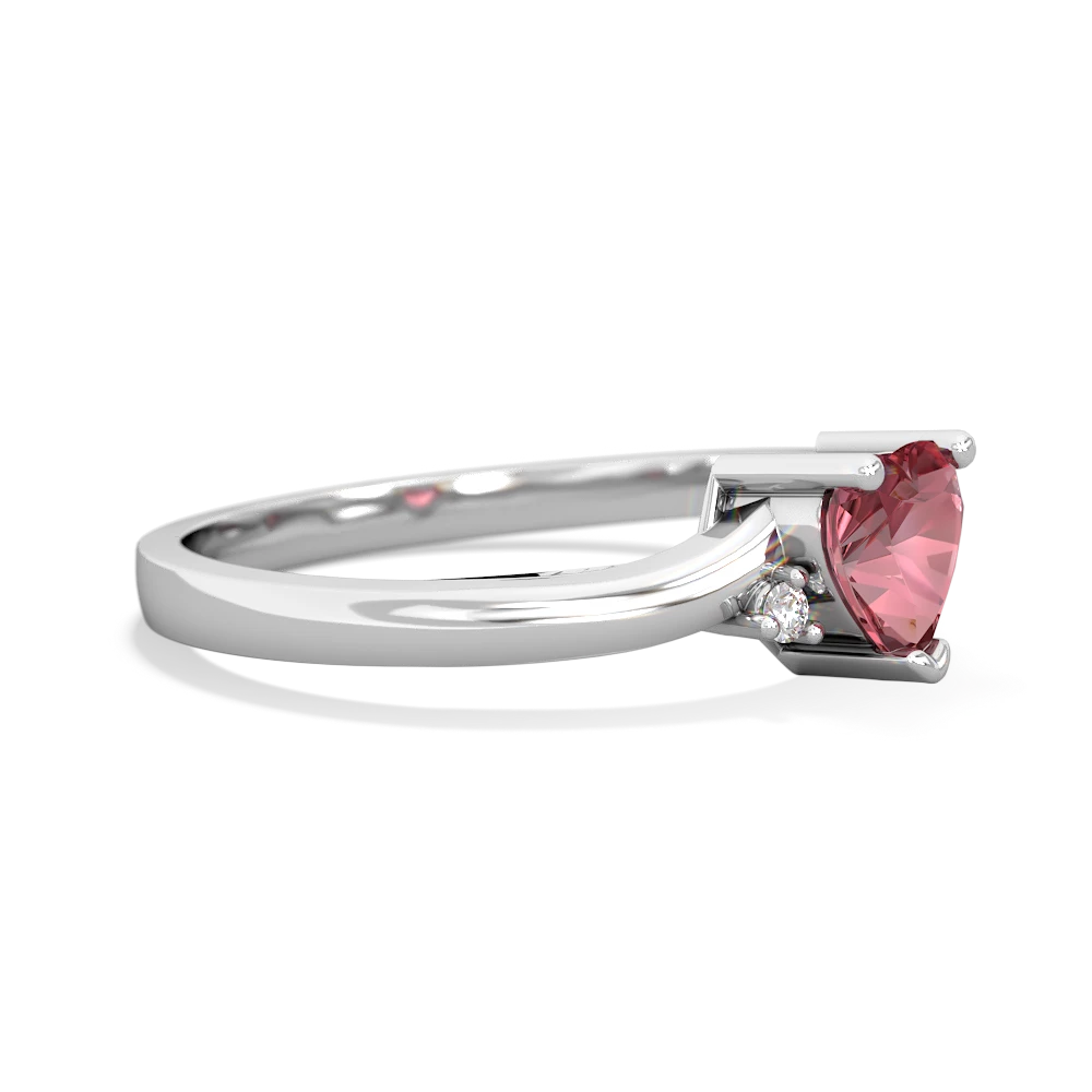 Pink Tourmaline Delicate Heart 14K White Gold ring R0203