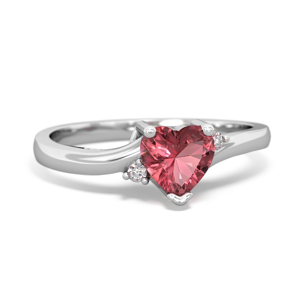 Pink Tourmaline Delicate Heart 14K White Gold ring R0203