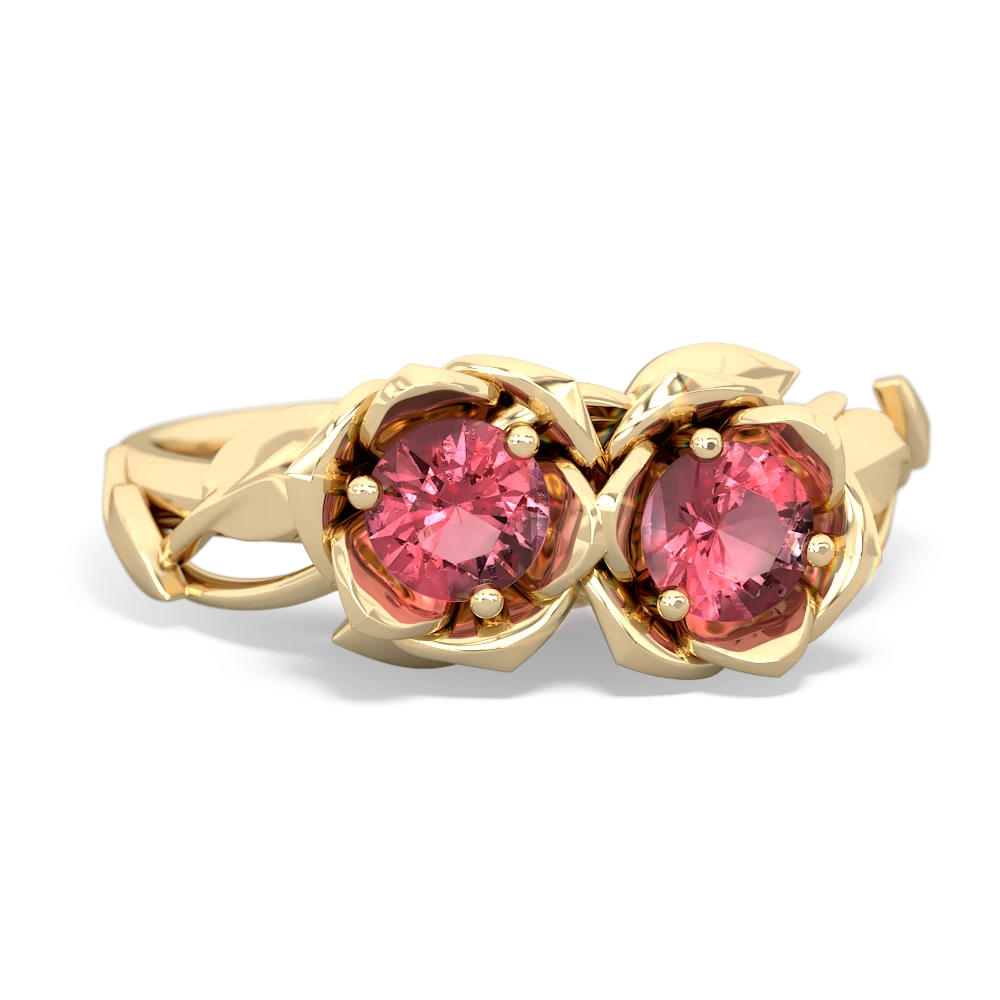 Pink Tourmaline Rose Garden 14K Yellow Gold ring R5510