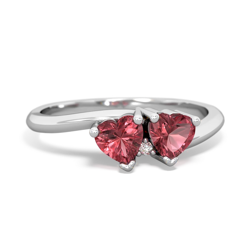 Pink Tourmaline Sweethearts 14K White Gold ring R5260