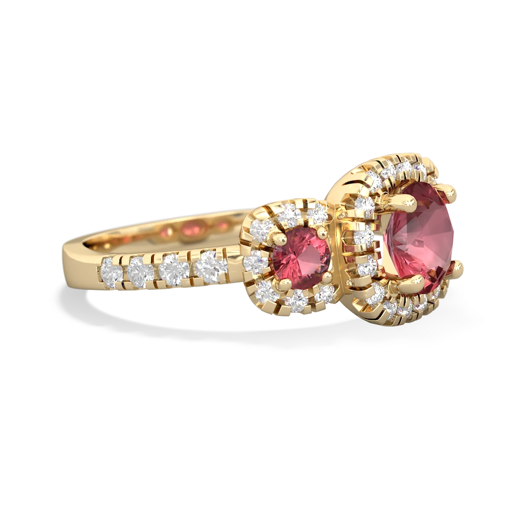 Pink Tourmaline Regal Halo 14K Yellow Gold ring R5350