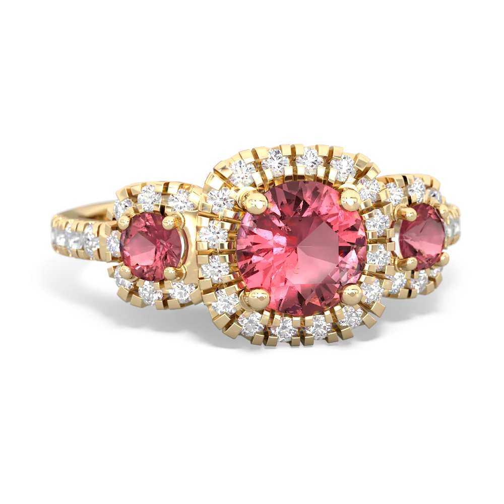 Pink Tourmaline Regal Halo 14K Yellow Gold ring R5350