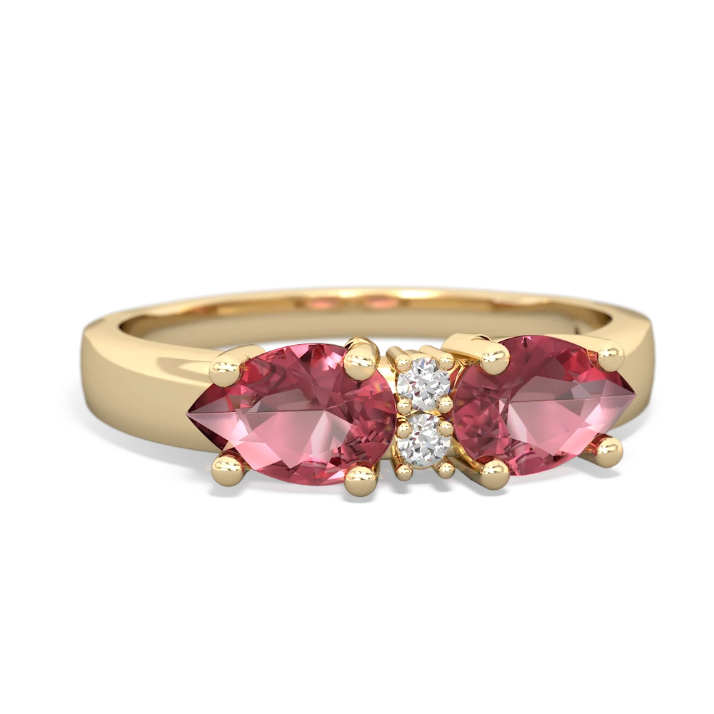 Pink Tourmaline Pear Bowtie 14K Yellow Gold ring R0865