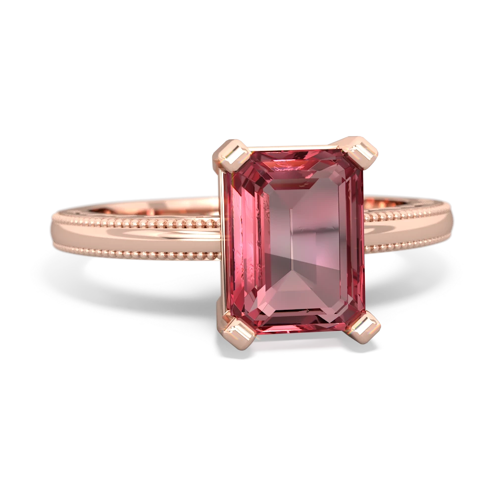 Pink Tourmaline Milgrain Scroll 14K Rose Gold ring R2338