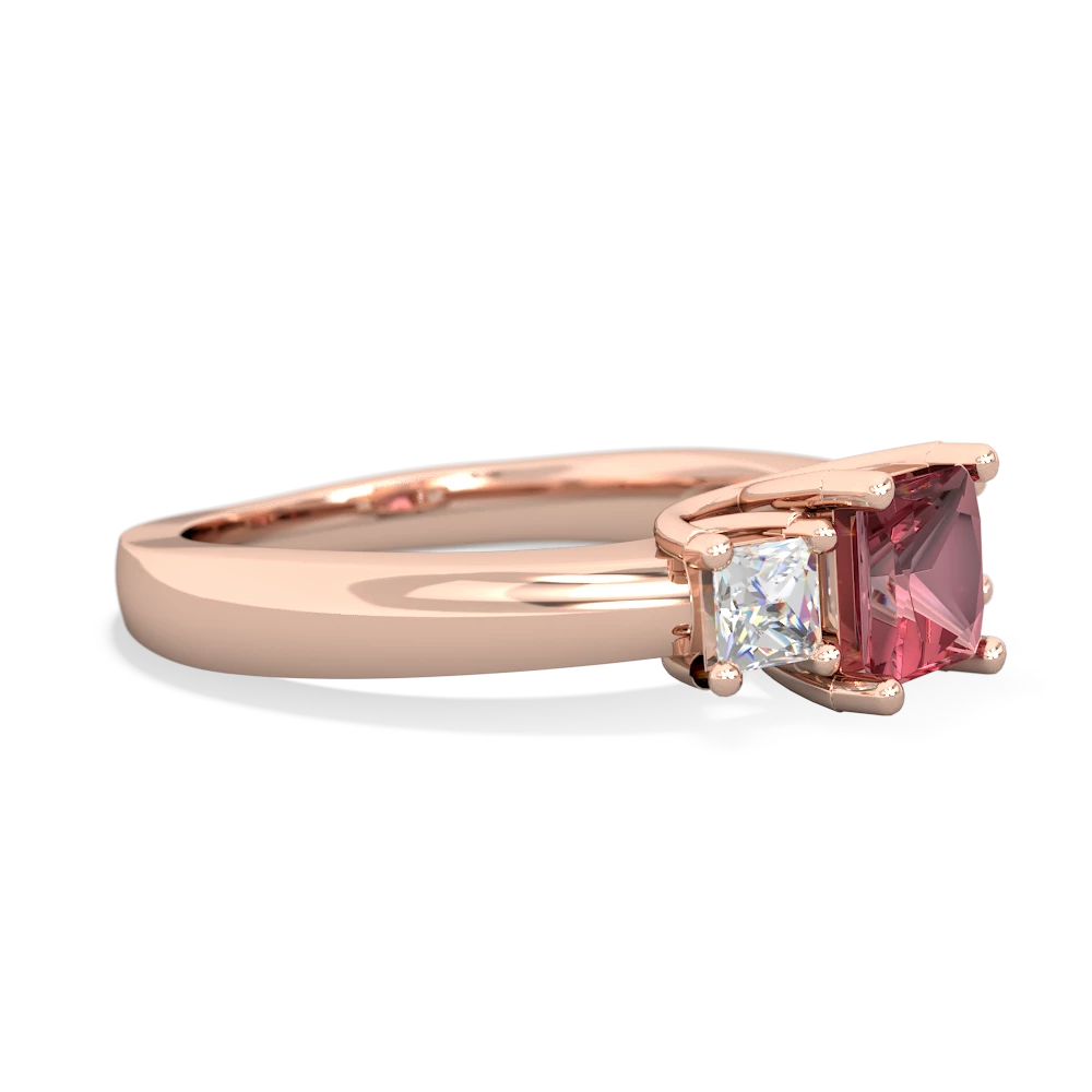 Pink Tourmaline Three Stone Trellis 14K Rose Gold ring R4015