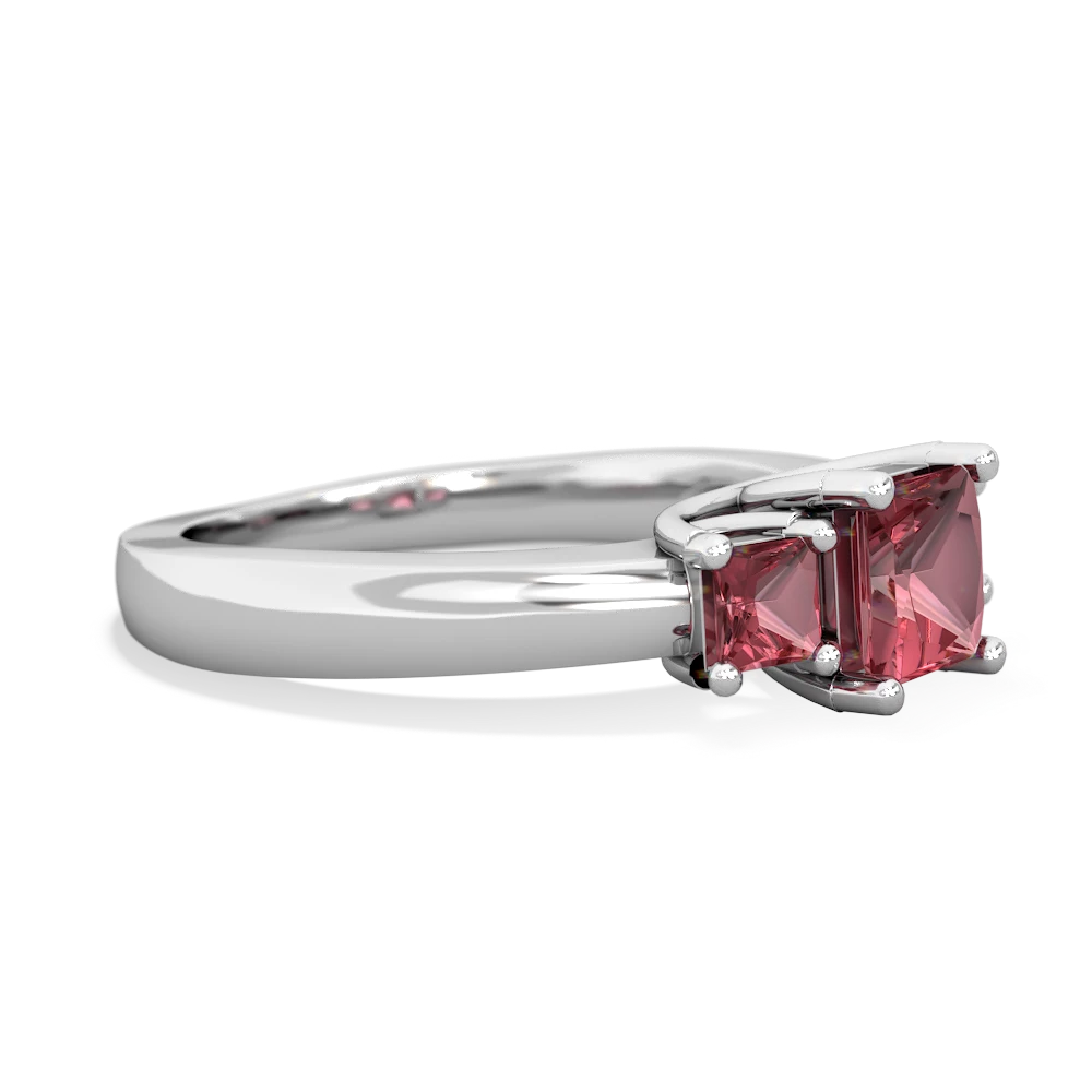 Pink Tourmaline Three Stone Trellis 14K White Gold ring R4015