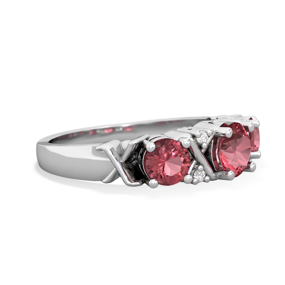 Pink Tourmaline Hugs And Kisses 14K White Gold ring R5016