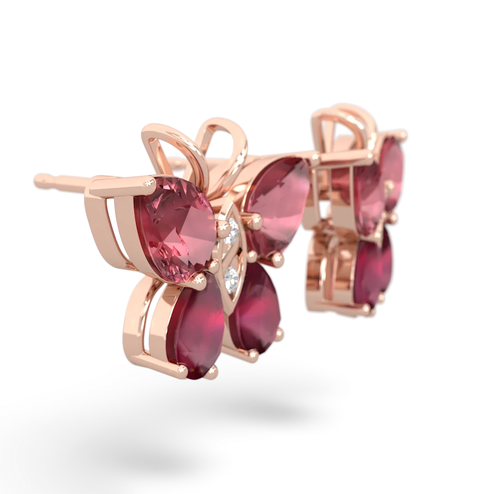 Pink Tourmaline Butterfly 14K Rose Gold earrings E2215