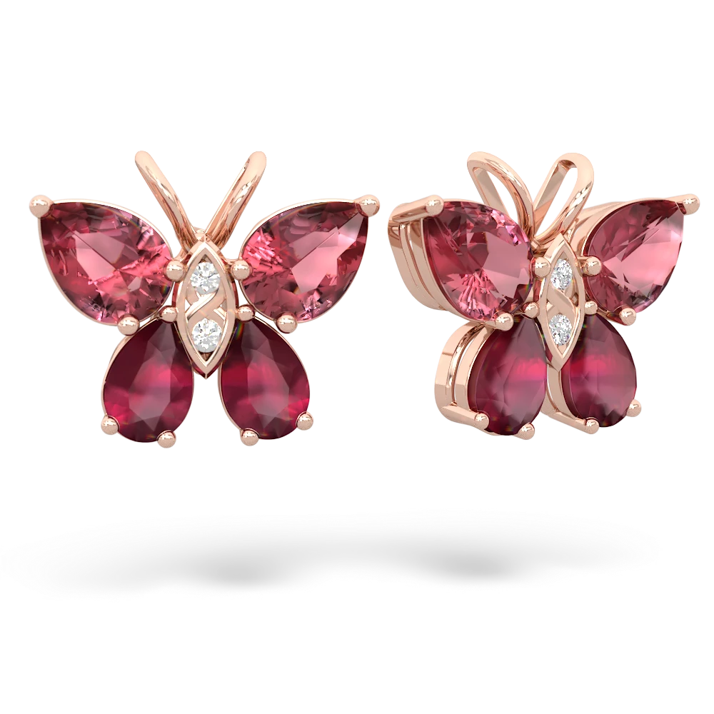 Pink Tourmaline Butterfly 14K Rose Gold earrings E2215