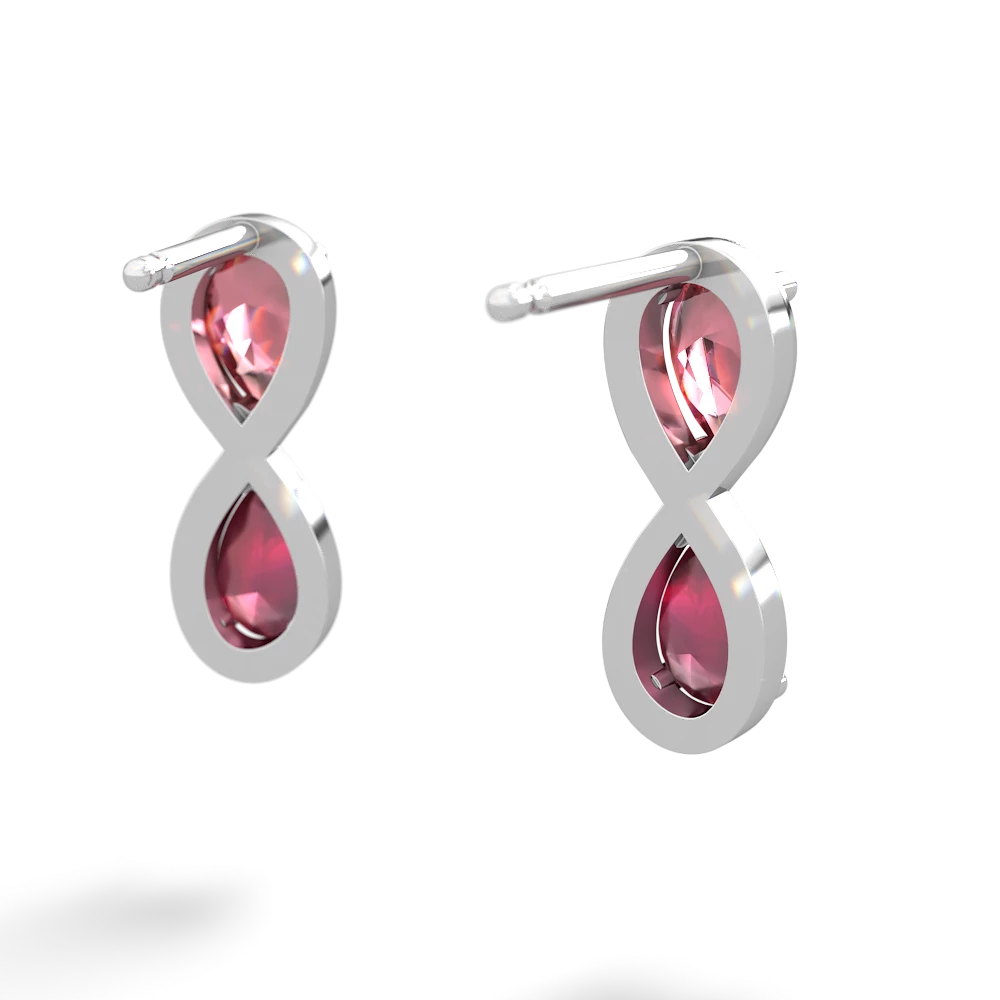 Pink Tourmaline Infinity 14K White Gold earrings E5050