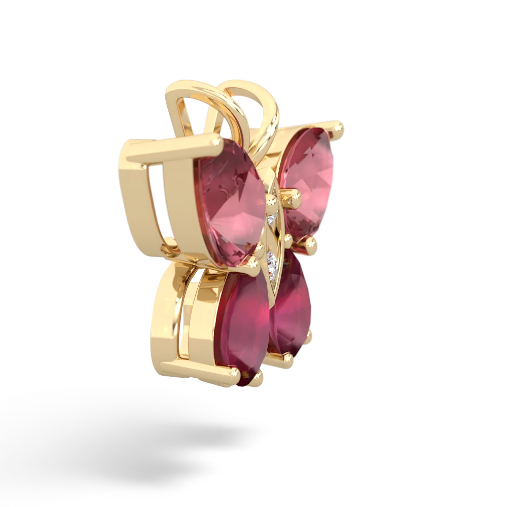 Pink Tourmaline Butterfly 14K Yellow Gold pendant P2215