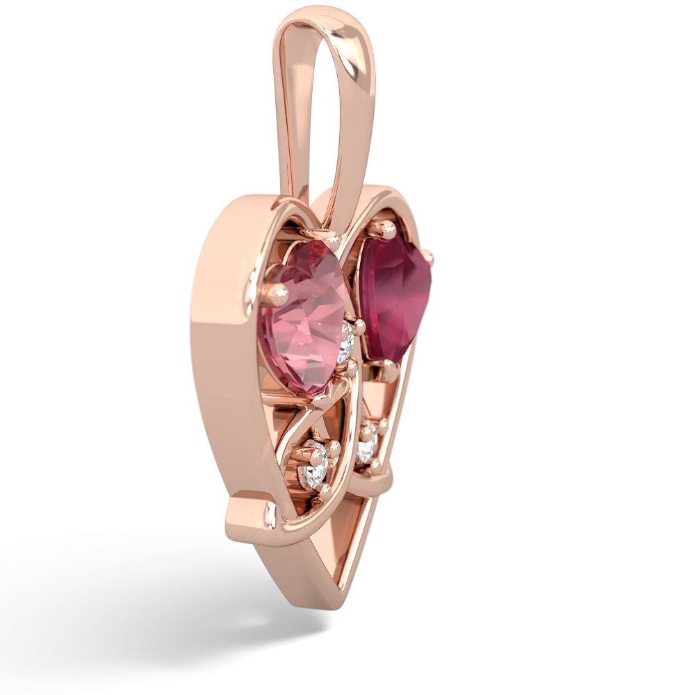 Pink Tourmaline Celtic Trinity Heart 14K Rose Gold pendant P5331