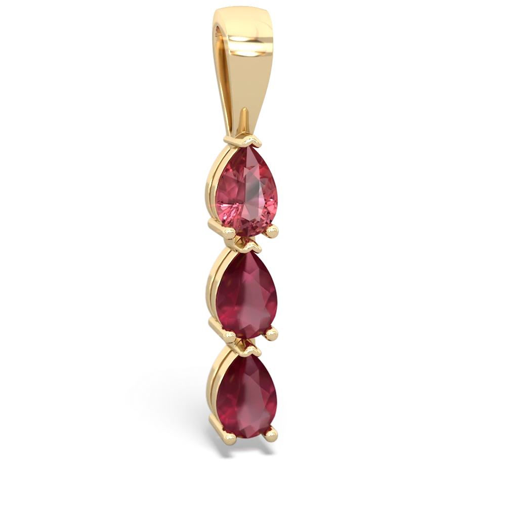 Pink Tourmaline Dew Drops 14K Yellow Gold pendant P2251