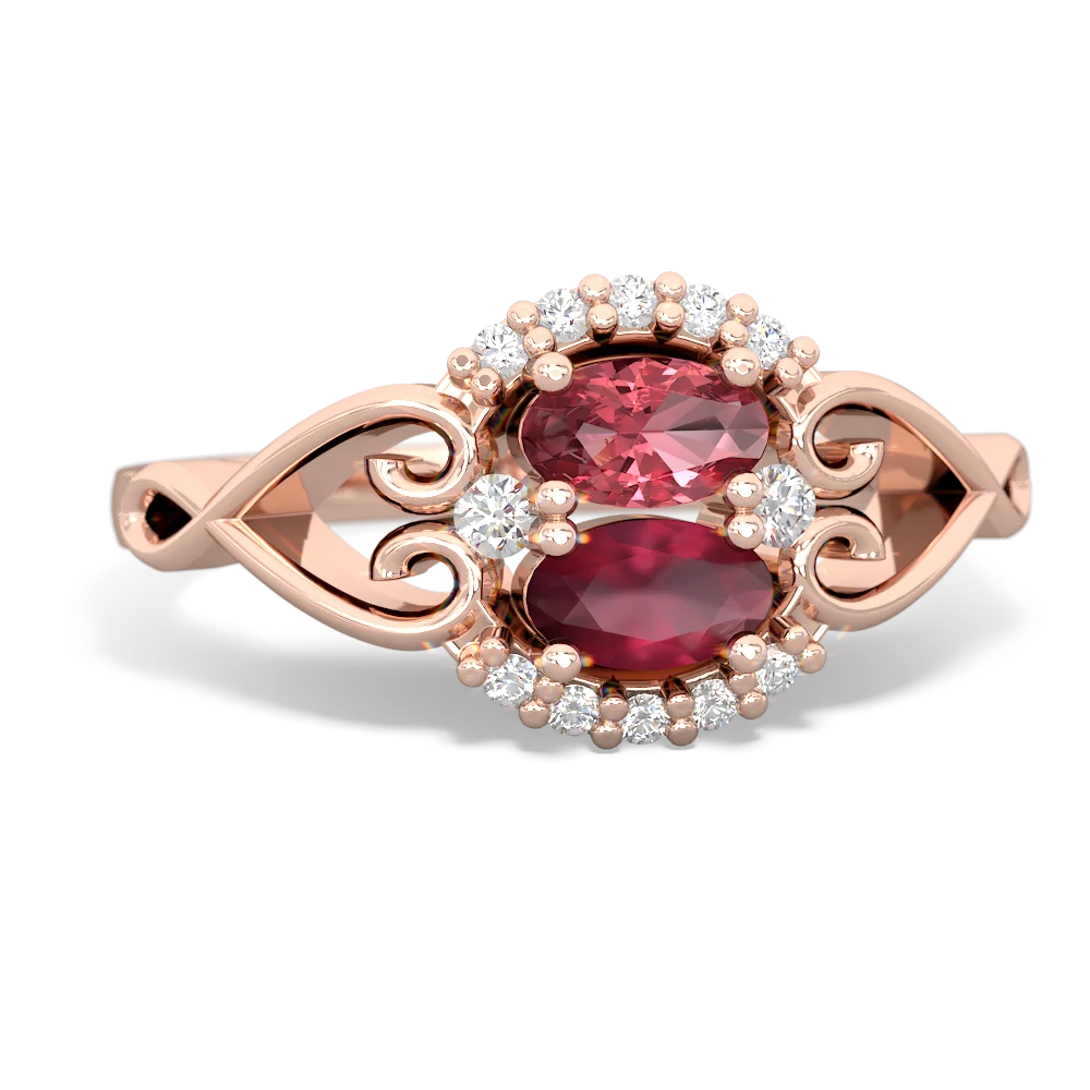 Pink Tourmaline Love Nest 14K Rose Gold ring R5860