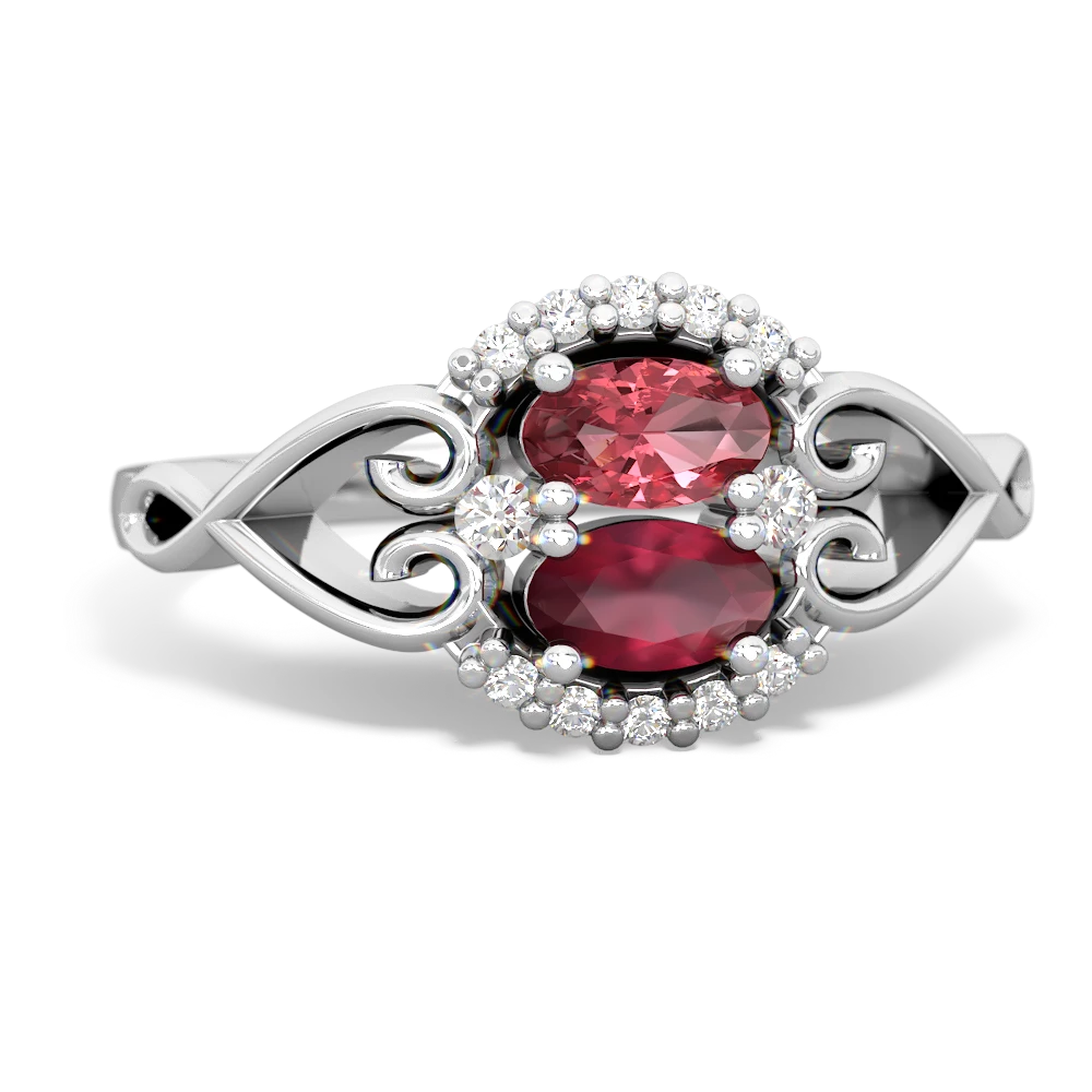 Pink Tourmaline Love Nest 14K White Gold ring R5860